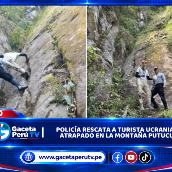 Policía rescata a turista ucraniano atrapado en la montaña Putucusi