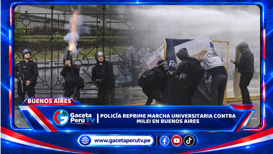 Policía reprime marcha universitaria contra Milei en Buenos Aires