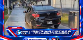 Conductor invade y transita por vía peatonal en la avenida Arequipa