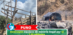 Puno: Destruyen equipos de minería ilegal por S/ 1,35 millones