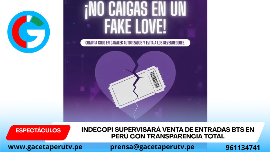 Indecopi supervisará venta de entradas BTS en Perú con transparencia total