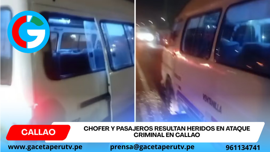 Delincuentes balean combi en el Callao dejando conductor y pasajeros heridos