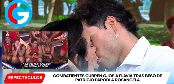Patricio y Rosángela se besan y tapan ojos a Flavia