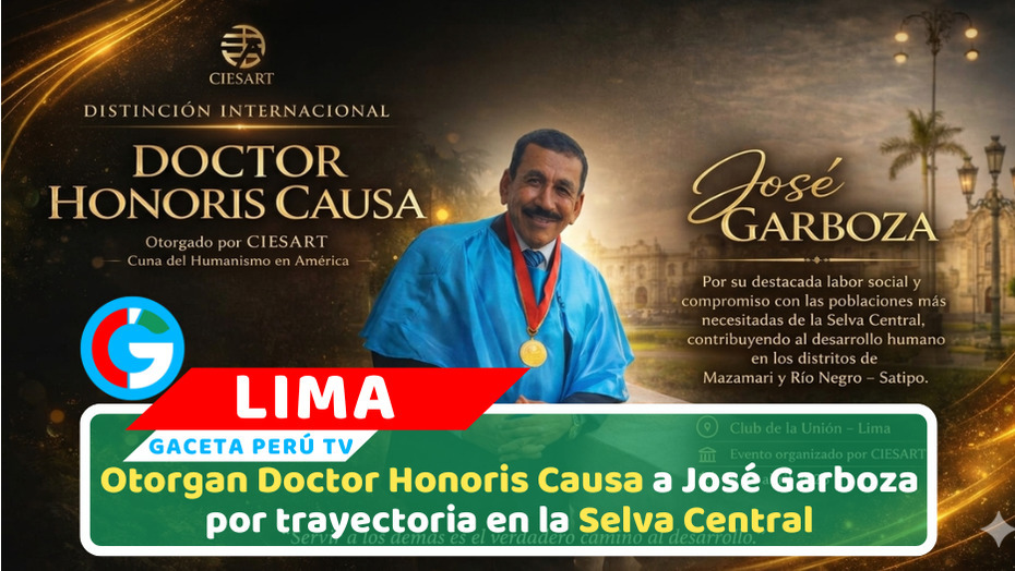 José Garboza recibe Doctor Honoris Causa por labor solidaria