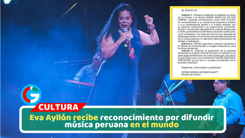 Mincul otorga Medalla de Honor a Eva Ayllón por trayectoria