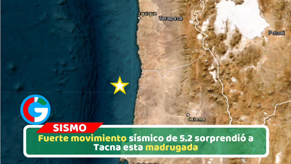 Sismo de magnitud 5.2 remeció Tacna durante madrugada de domingo