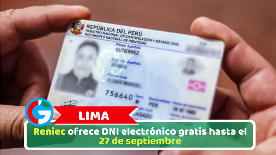 Lima: Reniec ofrece DNI electrónico gratis hasta el 27 de septiembre