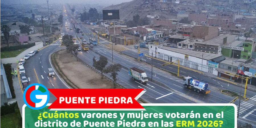 ¿Cuántos varones y mujeres votarán en el distrito de Puente Piedra en las ERM 2026?  