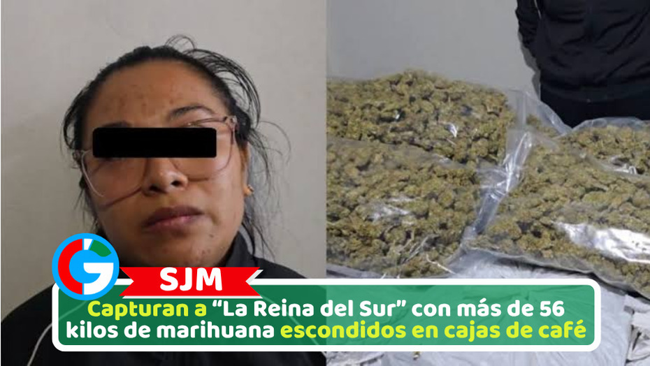 Capturan a “La Reina del Sur” con más de 56 kilos de marihuana escondidos en cajas de café