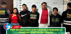PNP desarticula 1.693 bandas criminales a nivel nacional en dos meses