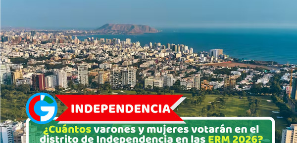 ¿Cuántos varones y mujeres votarán en el distrito de Independencia en las ERM 2026?