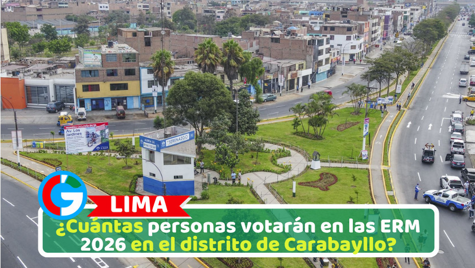 ¿Cuántas personas votarán en las ERM 2026 en el distrito de Carabayllo?