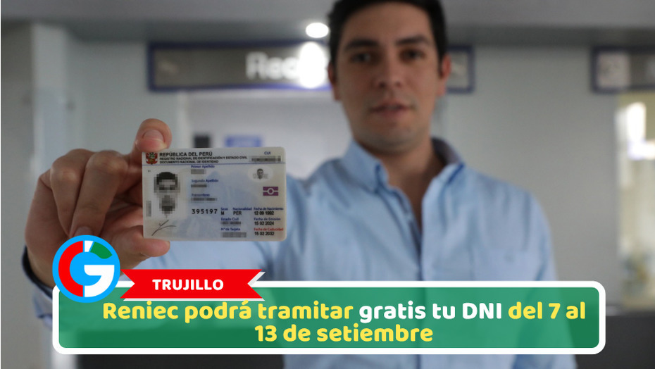 Local: Reniec podrá tramitar gratis tu DNI del 7 al 13 de setiembre